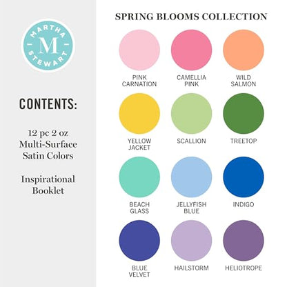 Martha Stewart, Multi-Surface Satin 12 pc Paint Set, Spring Blooms - color: Spring Blooms