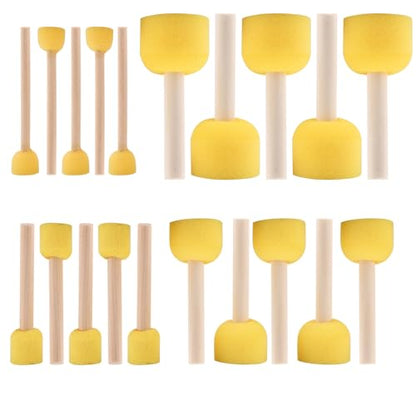 20 Pcs Round Foam Paint Brushes - Round Painting Sponges 4 Sizes (0.6", 0.75", 1.15", and 1.5") - Premium Foam Brushes - Sponge Brush Ideal Painting Tools for Kids, Acrylics & Varnishes