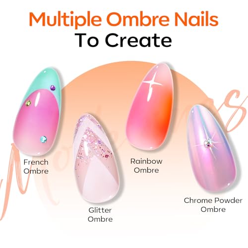 Modelones 150pcs Nail Sponges for Ombre, Nail Art Sponge with Grabbing Pen Reusable Soft Sponges for Gradient Ombre Blush Chrome Design Effects Professional Nail Stuff Supplies DIY - color: White