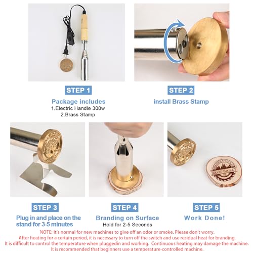 KAINSY Custom Electric Branding Iron for Wood - Wood Branding Iron Personalized Wood Burning Letter Stamps - Make Your Logo into Metal Stamp for Leather Food - Wedding Gifts Woodworking Tools(1.5Inch) - size: 1.5 inches
