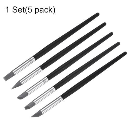 HARFINGTON 5pcs Clay Sculpting Tool, 5 Size Clay Sculpting Shaper Rubber Tip Shaping Pen Silicone Brushes Shaping Carving Tool for Ceramic Sculpture Polymer Clay, Gray