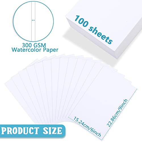 Spiareal 100 Sheets 6 x 9 Inch Watercolor Paper Bulk 140 Lb/300 GSM White Construction Paper Cold Press Blank Cotton Art Paint White Color Pad Artists Drawing Christmas Cards - size: 6 x 9 Inch