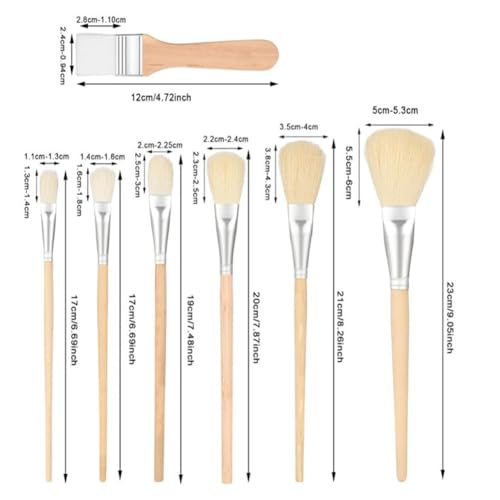 7 Pcs Acrylic Paint Brushes Mop Brush for Acrylic Painting Watercolor Blending Brushes Gouache Paint Brushes Canvas Painting Brushes Wooden Handle Artist Brushes Paintbrushes