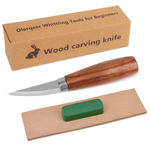 Wood Carving Knifes, (Straight handle Sloyd Carving Knife) | Whittling Knife,With Leather Strop and Polishing Compound,Wood Carving Tools for Beginners,Adults and Kids Whittling Tools - style: Straight handle Sloyd Carving Knife