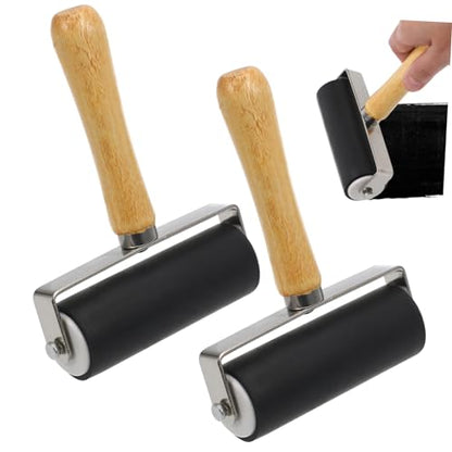 PLAFOPE Ink Set 2pc Printmaking Rollers Flat Surface for Ink Spreading on Art Projects