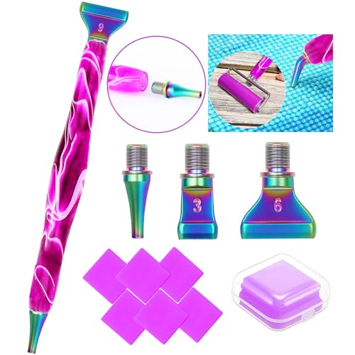 Diamond Art Tools Diamond Painting Accessories Kits with Screw Metal Tip Diamond Painting Pen Drill Bead Dot Pens for Art Craft Nail No Longer Loose (Purple Pen Color 3) - color: Purple pen Color 3