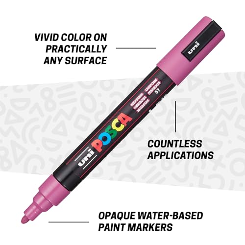 POSCA Canvas Paint by Number Kit, Night City Skies - 8 Acrylic Markers with 2 Pre-Drawn Canvases - Gift Set for Artists, Adults and Kids - color: Night City Skies
