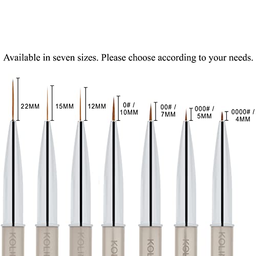 Beaute Galleria 1 Piece Kolinsky Sable Nail Art Liner Striping Brush, for Thin Fine Line Drawing, Detail Painting, Striping, Blending, One Stroke, Acrylic Nail Art Brush (Size: 000#) - size: Liner (5mm)