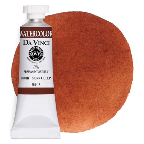 DA VINCI PAINTS Professional Artist Watercolor Paint, Burnt Sienna Deep, 15mL - color: Burnt Sienna Deep, style: 15mL