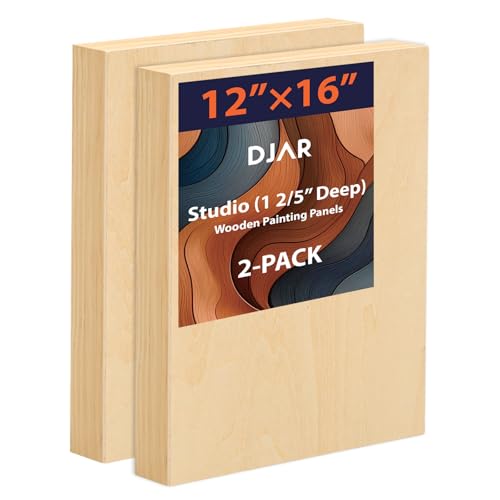 DJAR Wood Canvas Panels for Painting, 2 Pack of 12 x16’’ Wooden Canvas Panels for Paint Pouring, Art Crafts, Acrylic and Oil Painting - size: 12"*16"-2Pcs
