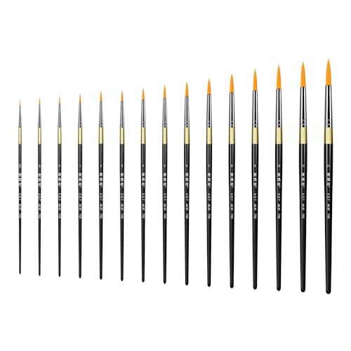XDT#700 Miniature Detail Artist Paint Brush 15 Piece Set #000#00#0#1#2#3#4#5#6#7#8#9#10#11#12, Fine & Micro Detail Paints Brush for Painting, Acrylic Oil Watercolor - size: 15Pc Set