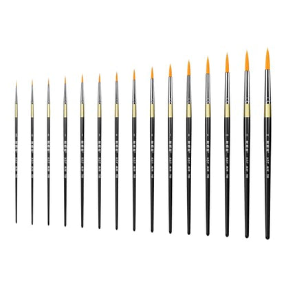 XDT#700 Miniature Detail Artist Paint Brush 15 Piece Set #000#00#0#1#2#3#4#5#6#7#8#9#10#11#12, Fine & Micro Detail Paints Brush for Painting, Acrylic Oil Watercolor - size: 15Pc Set