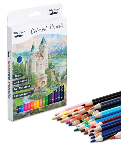 Mr. Pen- Colored Pencils for Adult Coloring Books, 36 Pack | Soft Core Color Pencils for Adult Coloring Book, Drawing, Sketching, Blending & Shading-Art Supplies - size: 36 Count (Pack of 1), style: Round Barrel