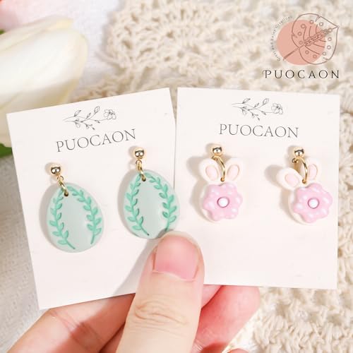 Puocaon Easter Polymer Clay Cutters - 9 Pcs Rabbit Clay Cutters for Polymer Clay Jewelry Earrings, Spring Easter Eggs Bunny