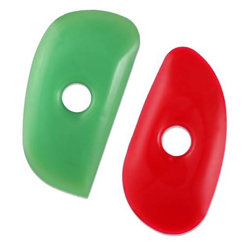 2 PCS Silicone Pottery Ribs, Soft Silicone Mud Sculpting Tools, Red and Green Silicone Clay Pottery Rib for Shapes Sculpting, Mud, Trimming, Throwing