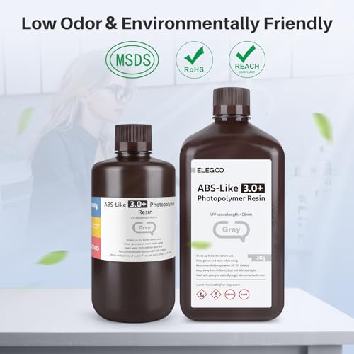 ELEGOO ABS-Like Resin 3.0 Pro, Higher Scratch-Resistance 3D Printing Photopolymer Resin, 405nm UV Resin for MSLA/DLP/LCD Printers Fast Curing High Precision Non-Brittle, Clear Green 1000g - color: Clear Green, size: M-1000g