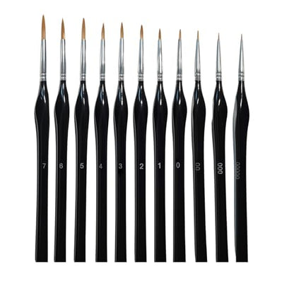 11PCs Miniature Detail Paint Brushes Set with Triangular Handles, Made Nylon bristles. Ideal for DIY Projects Including Watercolor, face Painting, Acrylic, Oils, Paint by Numbers, 40K(Black)