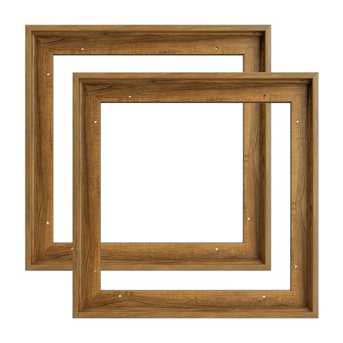 12x12 Frame for Canvas Painting 0.6-0.8” Deep, 2 Pack Square Floater Frame for Canvas Prints, Floating frame for Wall Art Oil Painting Paint by Numbers Living Room Decor (Dark Brown) - color: Brown, size: 12x12"