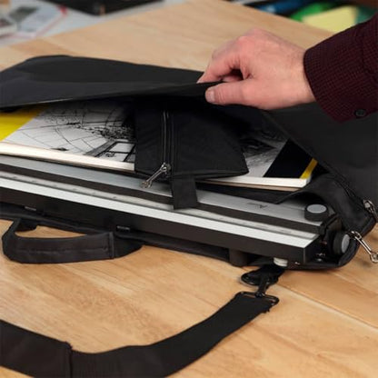 Acurit PXB 23” x 31” Drawing Board & Travel Bag for Artists and Drafters - Portable Workspace for Drawing, Sketching, Drafting, Painting - Fixed Angle Laminated Surface w/Ruler & Parallel Motion Bar - size: 23x31"