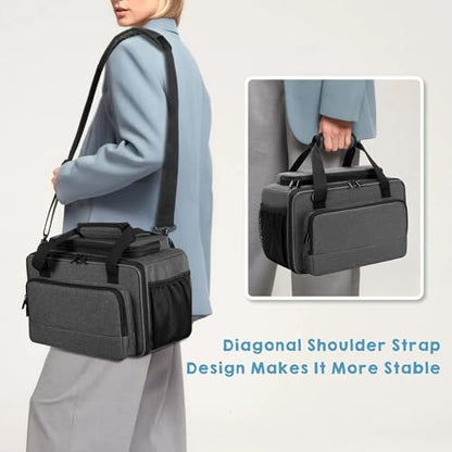 GRAOSO Marker Storage Bag Marker Case Organizer Hold up to 216 Markers, Carrying Case with Shoulder Strap and Handle, with Dividers and Easy Cleaning Liner (Markers Length up to 5.1"/13 cm), Grey
