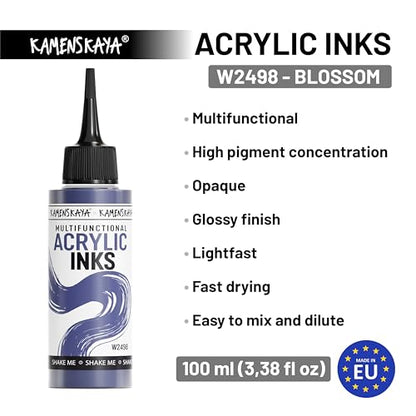 Kamenskaya Acrylic Inks for Artists - 'Blossom' Acrylic Ink, 3.38 Fl Oz (100 ml) - color: Blossom