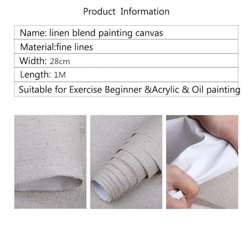 Linen Blend Canvas Roll 28 cm 1M/roll Primed for Acrylic Oil Painting