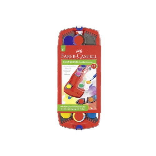 Faber-Castell Connector Watercolor Paint Set, 12 Colors, Washable Watercolors for Ages 6–8+ - size: 0.08 Ounce (Pack of 12), style: 12 Colors