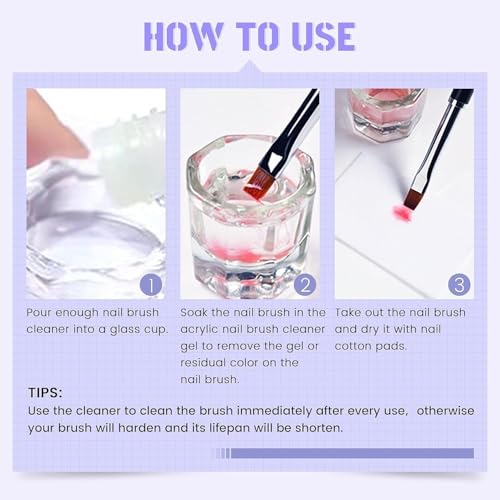 Nail Brush Cleaner Acrylic Nail Brush Cleaner 120ml Professional Efficient Painting Brush Acrylic Powder Cleaning Solution painting Brush Restorer For Nail Gel Nail Art Brushes 4floz - color: nail brush cleaner 120ml