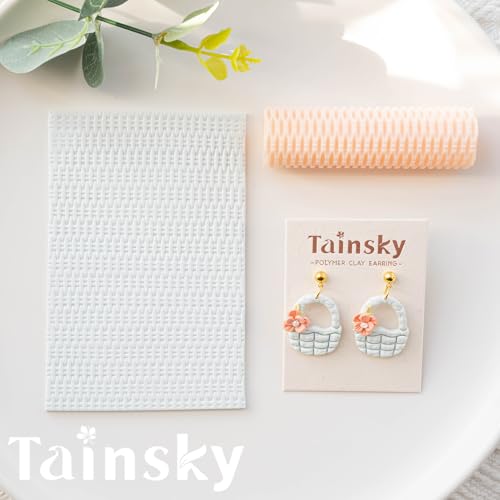 TAINSKY 5 pcs Polymer Clay Texture Roller, Pottery Stamps for Polymer Clay Earrings Jewelry, Embossing Pottery Texture Rollers for Jewelry Making（Mix） - color: Style B Set