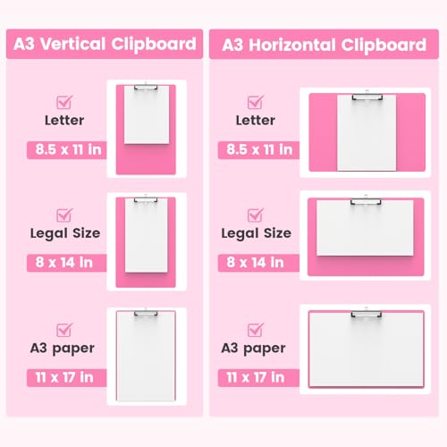 Extra Large 11x17 Clipboards, Landscape and Vertical Layout 2 Pack | Red Plastic Drawing Boards with Low Profile Clip. Suitable for Watercolor, Sketching, Painting. Art & Drafting Supply - color: Red