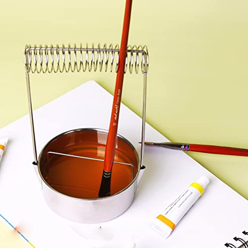 Pssopp Paint Brush Washer Stainless Steel Paint Brush Cleaner Paint Brush Bucket with Wash Filter Screen Holder Spring Paint Brush