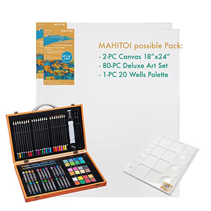 ™ 2-PC Cotton Stretched 18” x 24” Double Primed Gesso Wooden Frame to Smooth Surface & Reduce Absorbency, for Acrylic, Oil Paints, Acid-Free, Medium Weight Blank, White. 18 x 24 Canvas. - size: 18" x 24"