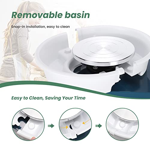 Huanyu Pottery Wheel Ceramic Machine 25 cm with Foot Pedal & LCD Screen, Electric Pottery Machine with Detachable Basin Art Clay DIY Sculpting Tool Kit