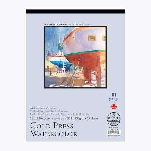 Bee Paper 9" x 12" Cold Press Watercolor Paper Pad, 90lb, 15 Sheets - size: 9-inch x 12-inch