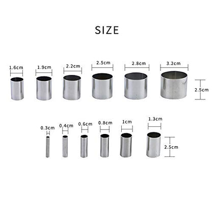 Fireboomoon 12 PCS Hole Hollow Punch Cutter Set with Storage Case,Stainless Steel Round Circle Ring Clay Cutters Ceramics Dotting Baking Indentation Mold Tools for Polymer Clay Pottery Handmade Craft