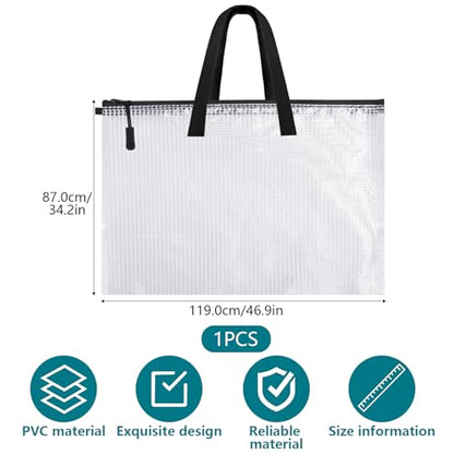 Klmnop Large Art Portfolio Bag, 34 x 47 Inch Art Portfolio Case Poster Storage Bag with Handle and Zipper, Portfolio Folder for Artwork(Clear)