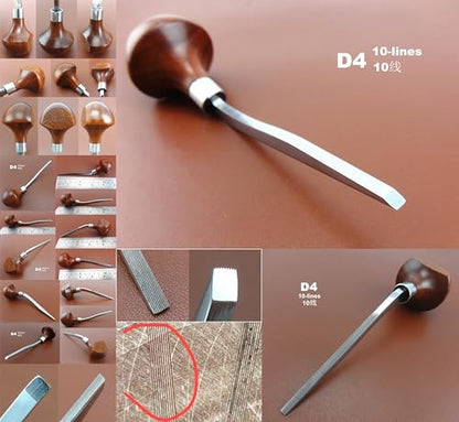 1pc D4 10-lines Printmaking Print Copperplate Woodcut Resin Board Engrave Etching Carving Palm Grip Push Out Multiple Line Gravers Scorpers Burins Knife Tools