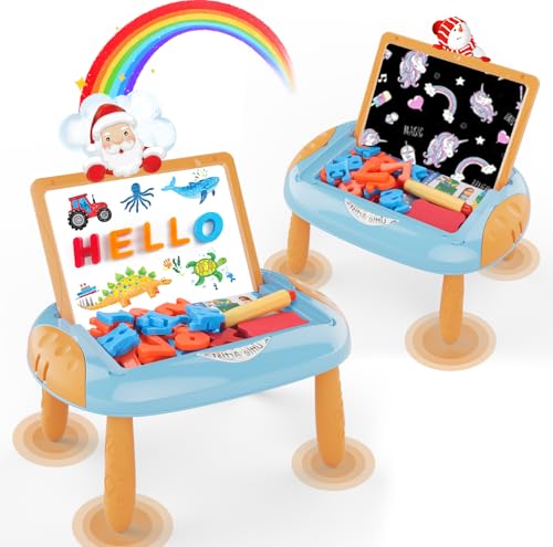 MAYESAR Toy for 1-2 Year Old Boys,Toddlers Toys with Magnetic Letters and Numbers, Art Easel for Kids 1 2 Year Old, Boy Birthday Christmas Gifts (Blue,Orange) - color: Blue Orange