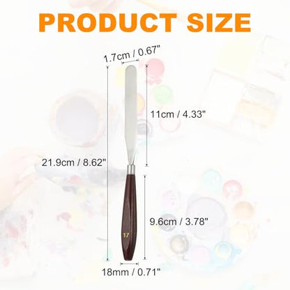 HARFINGTON 2pcs Palette Knife Painting Tool 4.33 x 0.67 Stainless Steel Art Spatula Pallet Knives Scrapers Tools with Beech Wood Handle for Acrylic Oil Canvas Mixing Spreading, Red/Silver