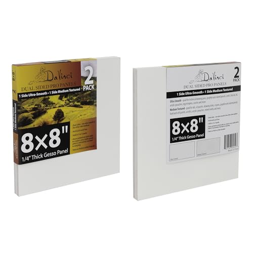 Jerry's Artarama Da Vinci Dual Sided Pro Panel Board - 20-Pack, 8x8 6mm Deep Panels for Painting - Archival, Acid-Free Art Supplies - Ultra-Smooth & Medium Textured Paint Surfaces - size: 8x8"