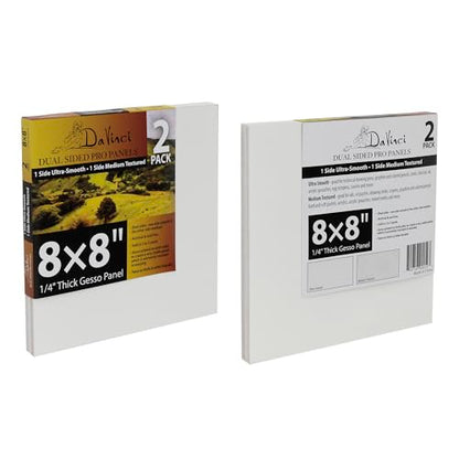 Jerry's Artarama Da Vinci Dual Sided Pro Panel Board - 20-Pack, 8x8 6mm Deep Panels for Painting - Archival, Acid-Free Art Supplies - Ultra-Smooth & Medium Textured Paint Surfaces - size: 8x8"