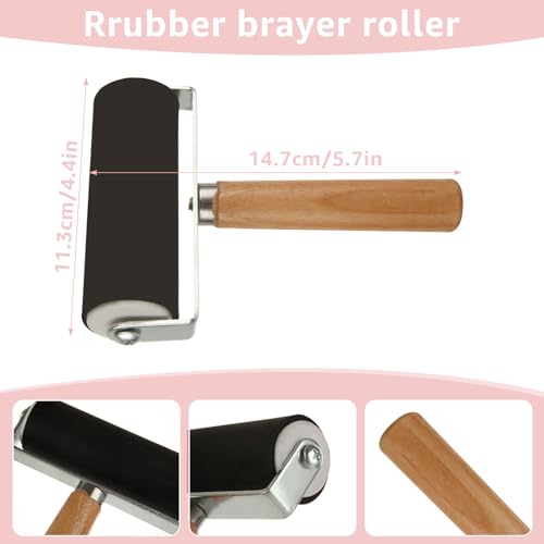 10 Pack Rubber Stamp Making Kit - Block Printing Kit，Linoleum Carving Tools with 8 Type Blades, 8 Pcs Pink Rubber Carving Block and Rubber Brayer Roller