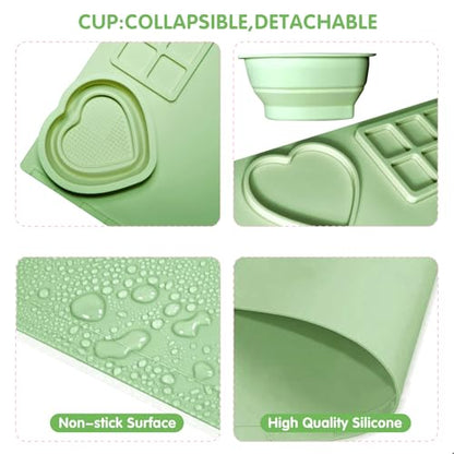 Silicone Painting Mat,20"X16"Large Silicone Art mat, Art Mat with Cup, Easy Clean up, Protects Surfaces Perfectly. for Paint, Color, Play with Clay/Play Dough.(Green) - color: Green