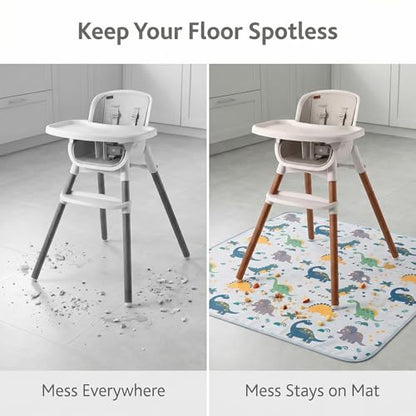 Splat Floor Mat for Under High Chair/Arts/Crafts by CLCROBD, 51" Waterproof Anti-Slip Food Splash Spill Mess Mat, Washable Portable Picnic Mat and Table Cloth - color: Dinosaur