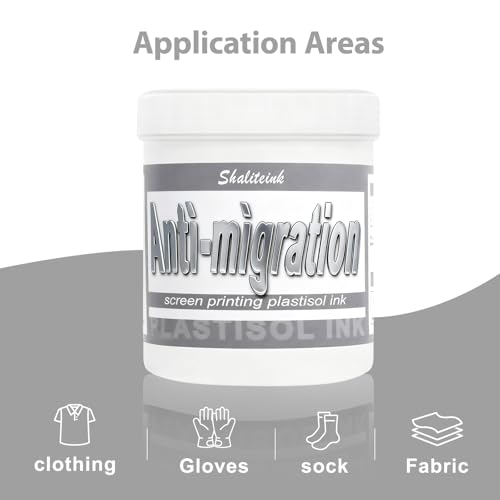 Shaliteink® Screen Printing Plastisol Ink Anti-Migation - Highly Opaque Screen Printing Ink for Cotton, Polyester and Other Fabrics (32oz.) - color: Anti-migration, size: 32 fl oz