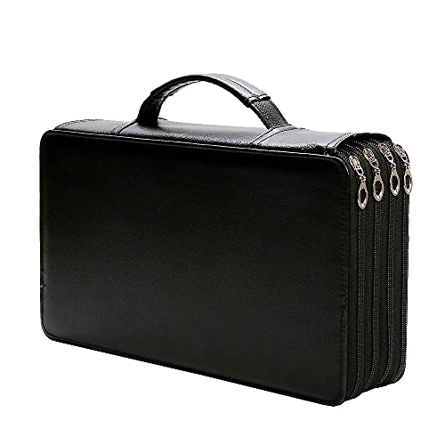 Portable Colored Pencil Case Organizer 103 Larger Individual Slots Holds 300 Pcs Pencils with Handle Strap Handy Colored Pencil Box for Artist | 103 Larger Individual Slots, Holds 300 Pcs Pencils, Handle Strap, For Artist - color: Black, size: 300