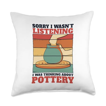 Professional Pottery Aprons Love Tools Kit Gifts Was Thinking Wheel Hobby Pro Pottery Throw Pillow, 18x18, Multicolor - size: 18x18