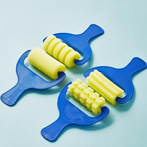 Painting Foam Brush Roller Sponge with Plastic Handle Washable Painting Brushes Touch Up Brush DIY Art Craft Painting Tool 8 pcs - color: C