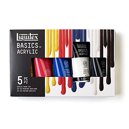 Liquitex BASICS Acrylic Paint Set, 5 x 75ml (2.4-oz) Tube Paint Set - style: 5 x 75ml (2.4-oz)