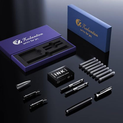 Fountain Pen-Smooth Writing Metal Water Pen with Gift Case Fine Nib Consistent Ink Flow Luxury Pen for Nice Pens Includes a Calligraphy Nib 8 Cartridges a Ink Refill Converter(Grey) - color: Grey